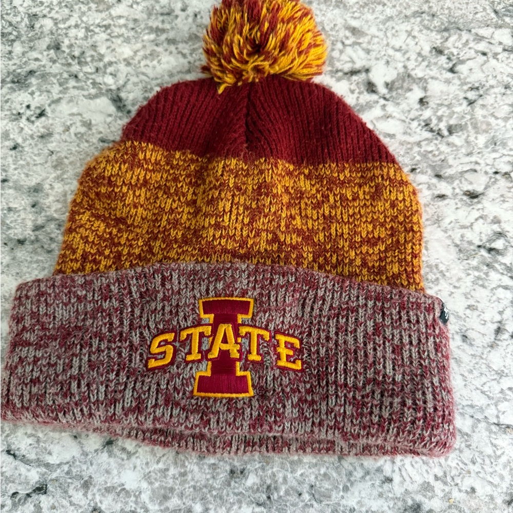 Iowa Sate Beanie with Pom-Pom - Red and Yellow